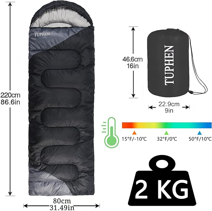 tuphen- Sleeping Bags for Adults Kids Boys Girls Backpacking Hiking Camping Microfiber Liner Cold Warm Weather 4 Seasons Indoor Outdoor Use Lightweight &amp Waterproof