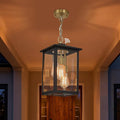 17IN Large Dusk to Dawn Outdoor Pendant Light 3-Light Modern Black Metal Outside Chandelier Exterior Hanging Fixture Ceiling Mount with Clear Glass for Front Porch Entrance Entryway