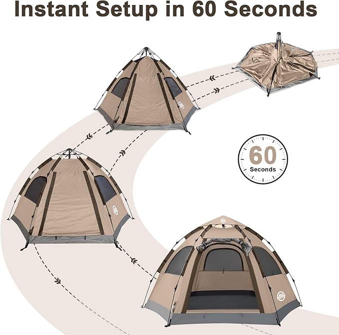 ADSMART Instant Tents for Camping 2/3/4/5 Person Tent Waterproof Easy Setup Sets Up Backpacking Tents with Carry Bag for Outdoor Hiking