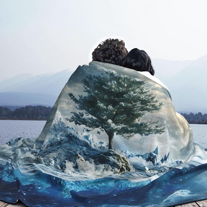 Ice and Snow Soft Fleece Blanket 60 * 50 inch Soft Sofa Blanket Suitable for Sofa Camping Travel Night Cover Blanket