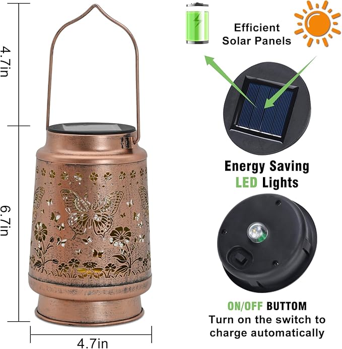 Butterfly Solar Lanterns Outdoor Waterproof Mother Day Gifts Birthday Gifts for Women Mom Grandma Butterflies Solar Lights for Yard Patio Porch Garden Decor
