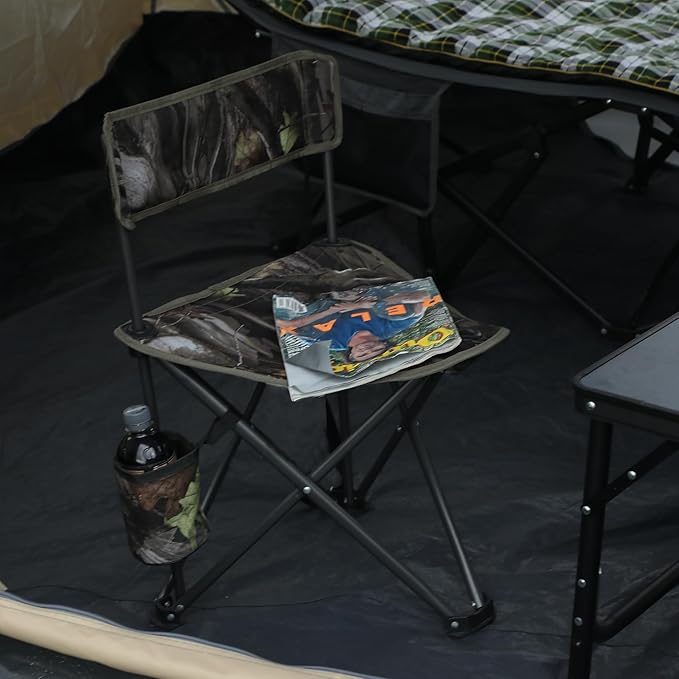REDCAMP 2 Pack Tripod Hunting Chairs for Blinds Folding Lightweight Portable Fishing Chair for Adults Hunting Stools with Backrest Golf Chairs for Spectators Camo