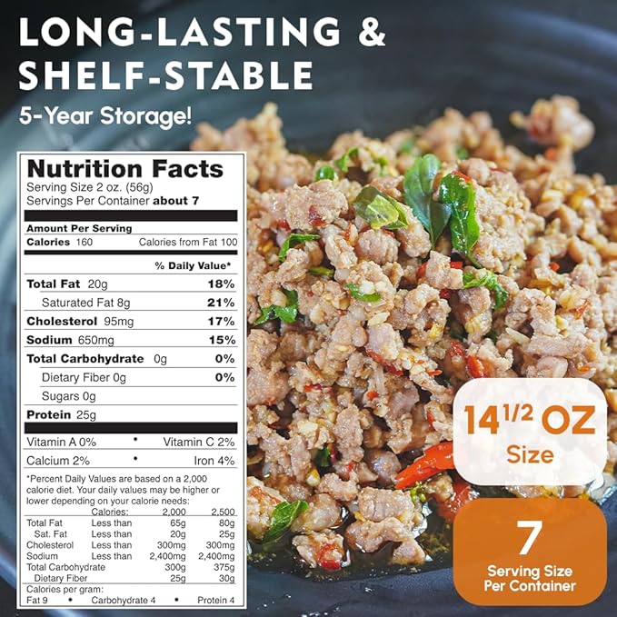 Werling &amp Sons Pork Sausage 14.5 oz – Fully Cooked Premium Canned Meat | Heat &amp Eat | 5-Year Shelf Life | Pantry Staple for Quick Meals Emergency Storage Camping &amp Everyday Use | Made in
