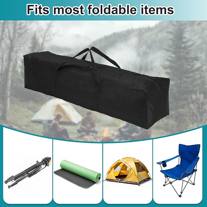 HARFINGTON 2pcs Camping Chair Replacement Bag 39.4 x 7.9 Folding Chair Carry Bag Oxford Cloth Storage Tent Bag with Handle Strap for Travel Outdoor Camping Sports Black