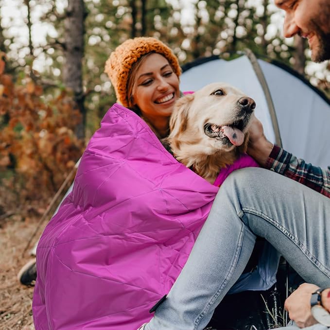 Large Outdoor Waterproof Blanket Extra Thick Fleece Stadium Blanket for Camping Car Pet Picnics - Windproof Wearable Machine Washable 80 x 58 (Rose Purple)