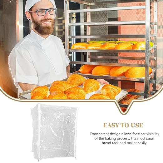 Protective Cover PVC 28X23X33 Inch Anti-Scratch Shield for Bakery Bun Pan Rack Appliance Dustproof Storage Accessory