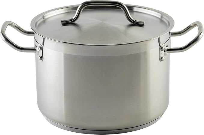 Winco Heavy-Duty Stainless Steel Stock Pot with Cover 8 Quart