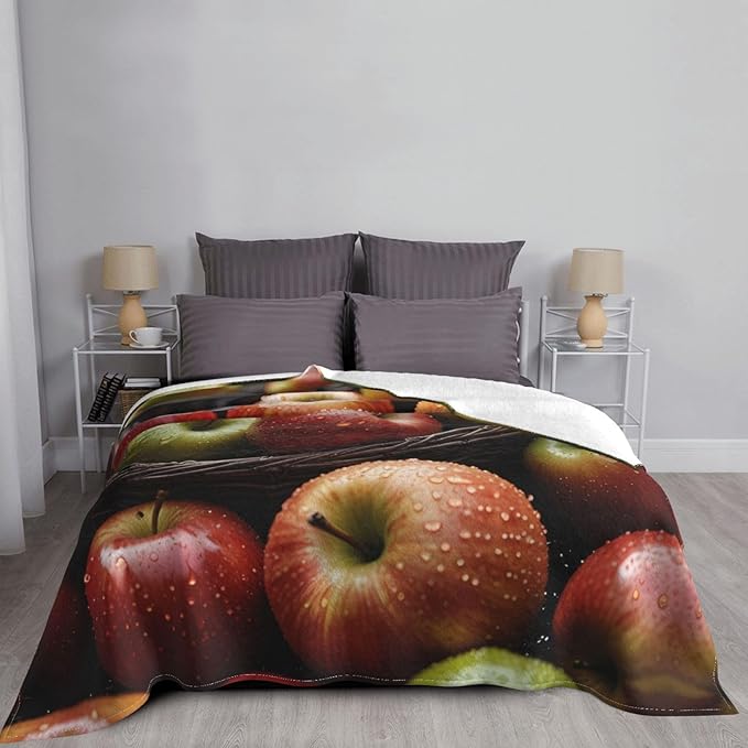 A Basket Fruits 60x50 Printed Soft Fleece Blanket for Sofa Bed and Camping - Cozy Blanket for Travel Picnics Nighttime Use
