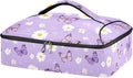 Casserole Carrier Cute Pattern Purple Butterfly and FlowersInsulated Casserole Carrier for Hot or Cold Food Thermal Lunch Tote for Potluck Parties Picnic Fits 9 x 13 Inches Baking Dish