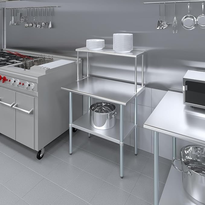 Stainless Steel Single Overshelf for 36 Prep Table – 12 Deep | NSF Certified | Commercial Kitchen Add-On Shelf (12x36)