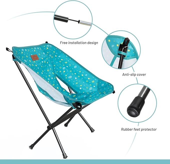 LACAL Protable Lightweight Chair for Youth Compact Folding Size 12.6“×4.3 Only Weights 1.6lbs 600D Oxford Fabric Durable Aluminum Alloy Frame Easy to Storage &amp Carry(Green)