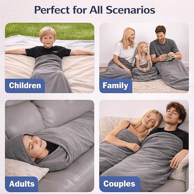 Wearable Sleeping Bag for Adults Breathable Lightweight Sleep Sack Blanket Portable Cozy Wrap for Travel Home Camping &amp Relaxation
