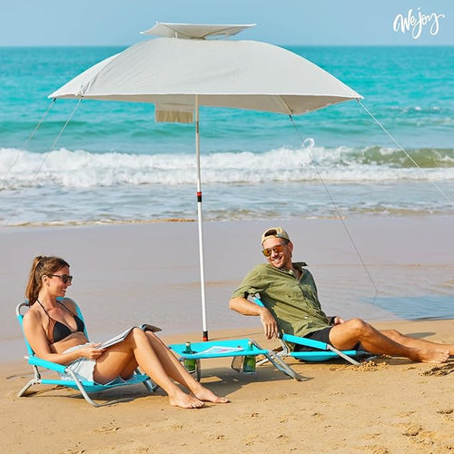 #WEJOY 2-in-1 Beach Chairs &amp Table Set Lightweight &amp Folding Backpack Beach Chairs for Outdoor Beach Lawn Camping Picnic Cyan