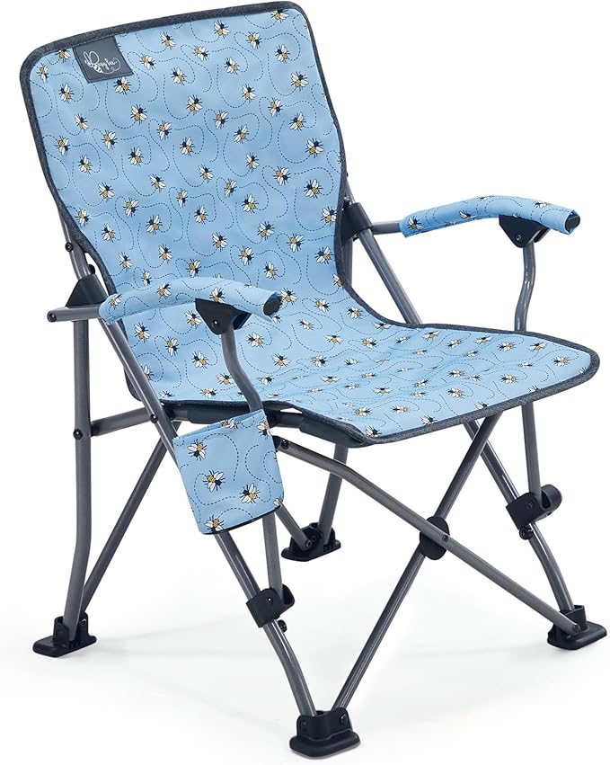 Busy Bee Oversized Kids Camping Chair with Cup Holder High Back Toddler Chair Kids Folding Chair Perfect for Beach &amp Outdoor Supports 150 Lbs.