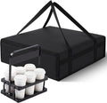 Insulated Food Delivery Bag Pizza Cooler Bag with Hard Bottom &amp Drink Carrier Thermal Hot Cold Grocery Tote for Food Delivery Travel Shopping and Catering (Black20 x 20 x 6 Inch)