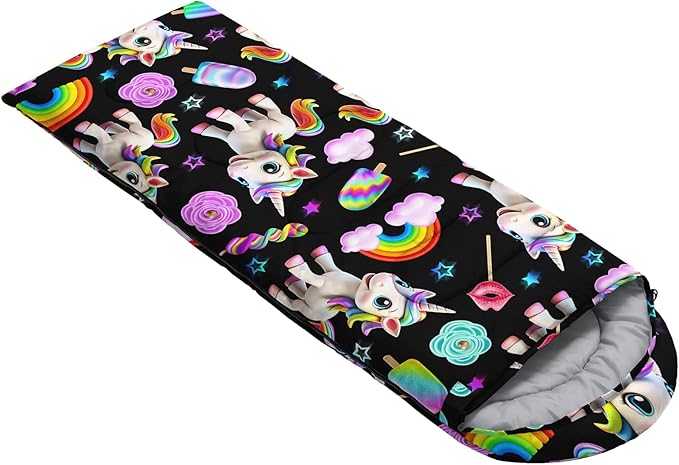 AILONEN Cartoon Camping Sleeping Bag for Boys Girls AdultsLightweight &amp Waterproof3 Season Warm &amp Cold WeatherPortablePrinted Sleeping BagTravelingCampingHiking