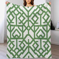 ArogGeld Imperial Trellis Geometric Green Warm Flannel Blankets Sage Green Geometric Stripes Luxury Plush Blanket for Gifts and Home Decoration 50x60in Christmas Housewarming Gift to Mom Dad