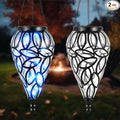 2 Set Solar Hanging Lantern Lights Outdoor Chandelier Moroccan Hanging Solar Light Tear-Shaped 15 LEDs Cool White with S Hooks for Summer Garden Yard Pathway Landscape Porch Decor(Transparent)