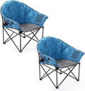 ARROWHEAD OUTDOOR 2-Pack Oversized Heavy-Duty Club Folding Camping Chair w/Pocket Cup Holder Portable Padded Moon Round Saucer Supports 330lbs