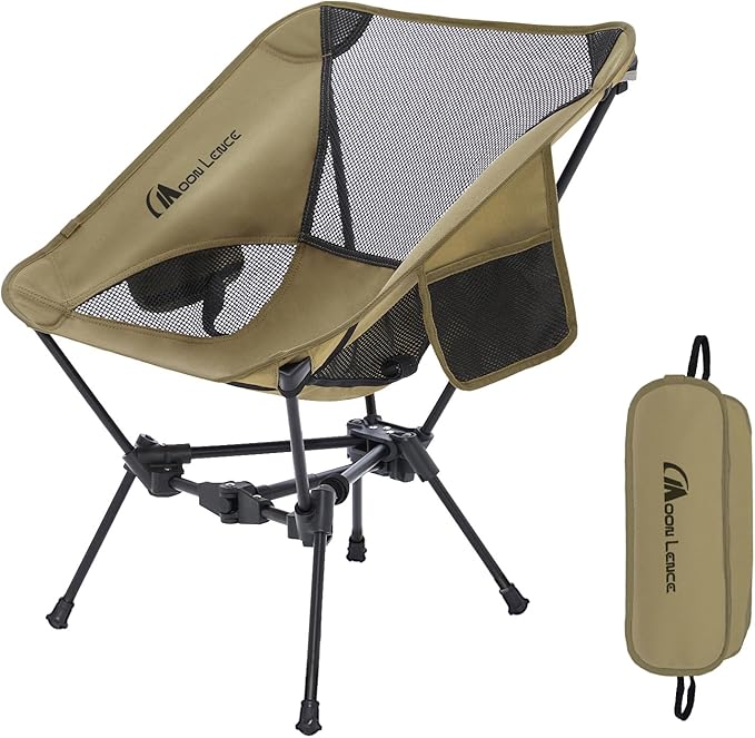 MOON LENCE Portable Camping Chair Lightweight Foldable Chair - The 4th Generation Portable Folding Chair - Compact Ultralight Folding Chairs for Hiking Mountaineering Beach