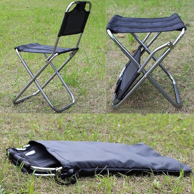Lightweight Outdoor Foldable Fishing Chair with Backrest Portable Aluminum Camping Stool for Hiking Beach Garden