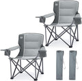 TIMBER RIDGE Oversized Folding Camping Chair for Adults Support 550 LBS Heavy Duty with Cup Holder Side Pocket for Camping Lawn Picnic 2 Pack(Grey)