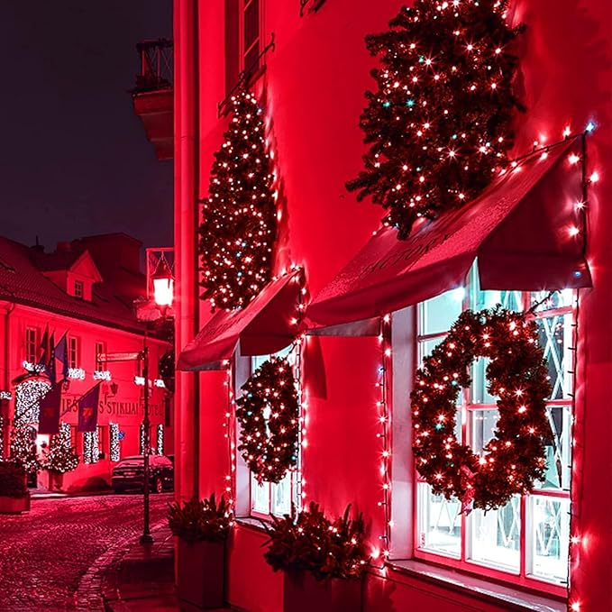 50ft 100 Counts Red LED Christmas Lights Outdoor- Commercial Grade Outdoor Waterproof Red Halloween Lights 5mm Wide Angle Green Wire Xmas Lights IP:65 UL