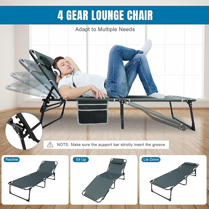 Big RED Camping Sleeping Cot5-Position Folding CotLounge Chair with MattressFolding Sleeping CotCamping Cots for Adults Heavy Duty Lounges Chairs for Outside Beach Lawn