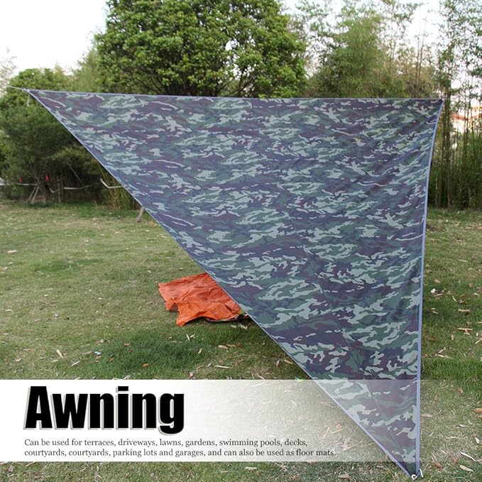Super Large Sunscreen Camping Awning Portable Windproof Triangle Canopy 3x3x3m Silver Coated Cloth - Up to 95% Protection Durable Outdoor Floor Mat for Garden and Lawn (5 * 5 * 5M)
