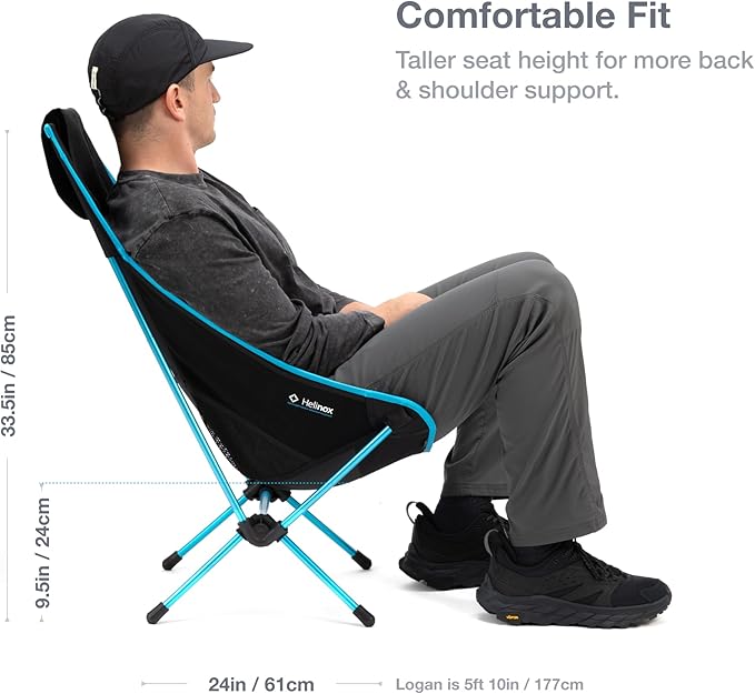Helinox Chair Two Ultralight High-Back Collapsible Camping Chair Blue Block with Pockets