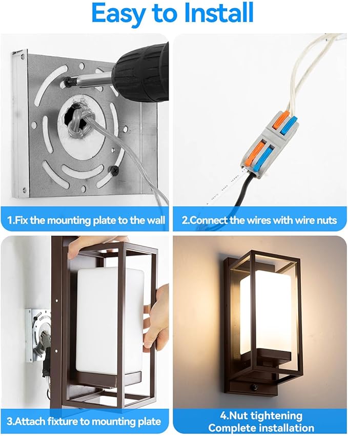 RAYVO Modern Outdoor Wall Light with Dusk to Dawn Sensor Waterproof Exterior Lighting Fixtures with E26 Base 3000K LED Bulb Included Outdoor Sconce Lights for Porch Garage Entryway Bronze 2 Pack