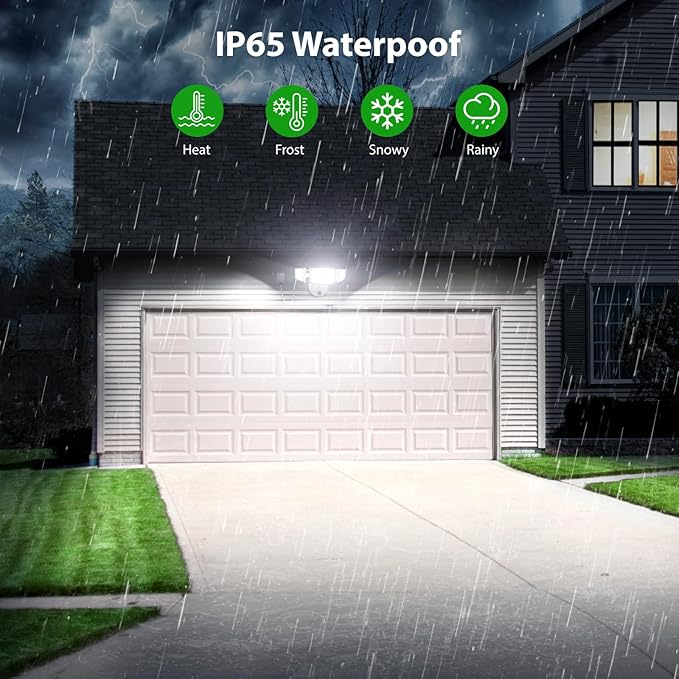 iMaihom 60W Dusk to Dawn Outdoor Lighting 6000LM Plug in Flood Light Outdoor 3 Heads Adjustable Security Lights with Remote Control Photocell SensorIP65 Waterproof LED Fixture for Yard Garage
