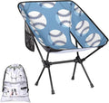 Honeybaby Folding Camping Chair Baseballs Print Camping Chairs Lightweight Portable Chair Outdoor Foldable Chairs for Camping Travel Picnic Beach Hiking