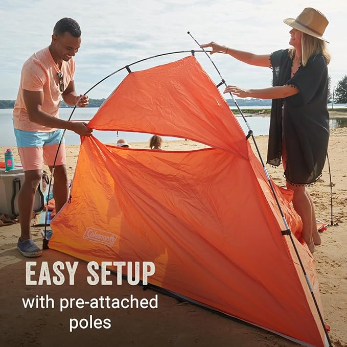 Coleman Skyshade Large Portable Sun Shelter Easy Setup with Pre-Attached Poles Canopy Provides Cover from Sand &amp Sun Great for Beach Park Tailgating Camping Backyard &amp More