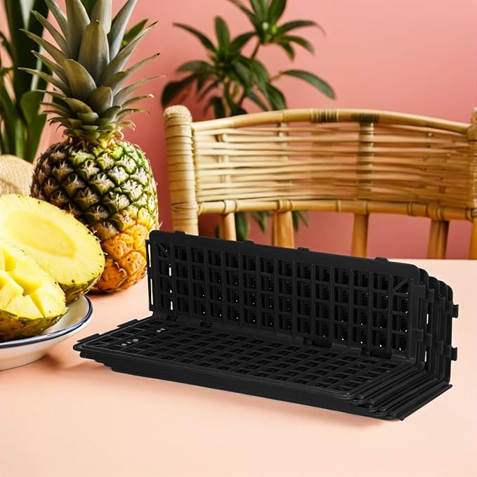 LOGOFUN 6PCS Plastic Shelf Rail Guardrail Supermarket Produce Display Divider for Grocery Store Shop Market Home Supplies - Black