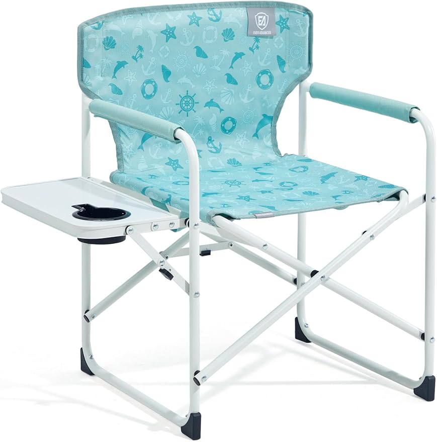 EVER ADVANCED Kids Directors Chair with Side table for Camping RV &amp Sports Padded Kid Outdoor Seat with Safety Lock Lightweight Portable Camp Chairs for Beach Balcony Patio Supports 150lbs G