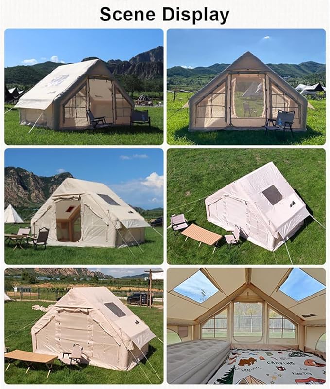 3-5 Person Family Inflatable Tents for Camping 6m² Waterproof 4-Season Blow-up Air Tent with Pump Outdoor Glamping Tents Large Family Tent for Friends Family Travel