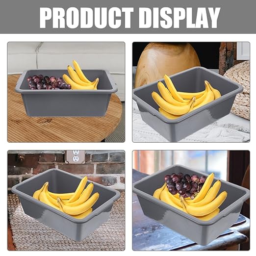 Healifty 2pcs Commercial Plastic Bus Tubs 34x23.8x10.9cm with Handles Rectangular Dish Washing Boxes for Restaurant Food and Dish Transport Multipurpose Utility Storage Bins