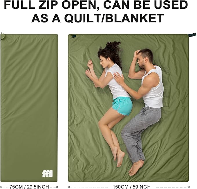 Ultralight Warm Weather Sleeping Bag - Portable Waterproof Compact Lightweight Comfort with Compression Sack - Great for Outdoor Camping Backpacking &amp Hiking