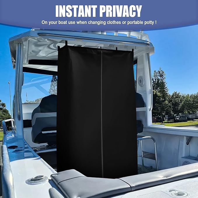 Privacy Tent for Boats Pontoon Boat Privacy Tent Hanging Changing Room with Storage Bag Install Under Bimini Top Waterproof Portable Privacy Tent Inside Outside Opened-Zipper 30 * 27 * 72