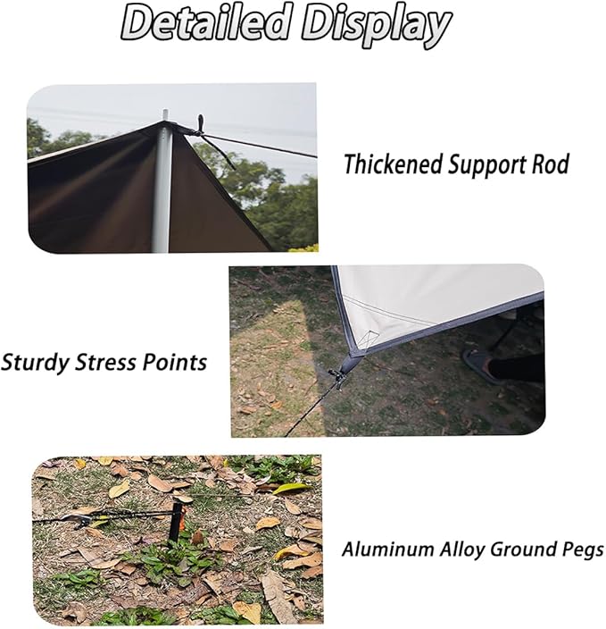Car Side Awning Tent for VW Tiguan 2010-2025 SUV 5-Seater Oxford Fabric Camping Vehicle Side Sun Shelter Portable Tailgate ShelterBlack-2m Iron Rod Set