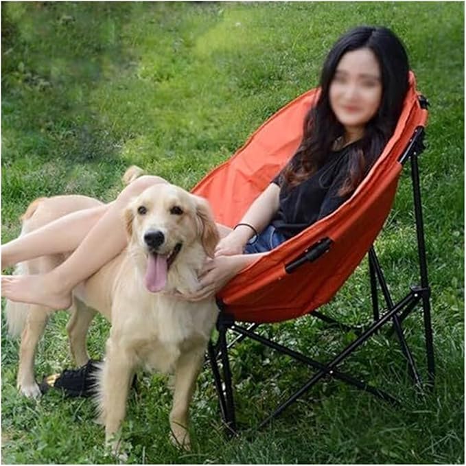 Folding ChairFishing Chair Moon Chair Portable Fishing and Camping Chair Folding Hiking Chair Recreational Chair Beach Chair(Red)