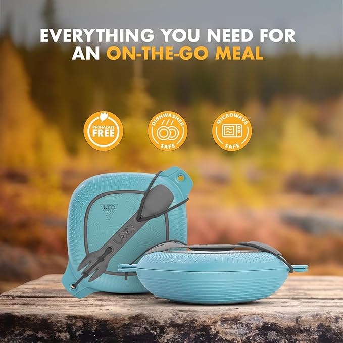 UCO 4-Piece Camping Mess Kit with Bowl Plate and 3-in-1 Spork Utensil Set