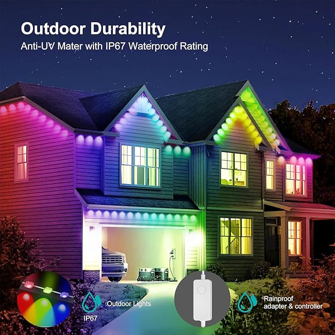 Permanent Outdoor Lights with App &ampP67 Waterproof Smart Eave Lighting Remote Control Eaves Light DIY LED Scenes Modes for ChristmasHalloweenDaily &amp Holiday Party DecorHouse Roof Lighting