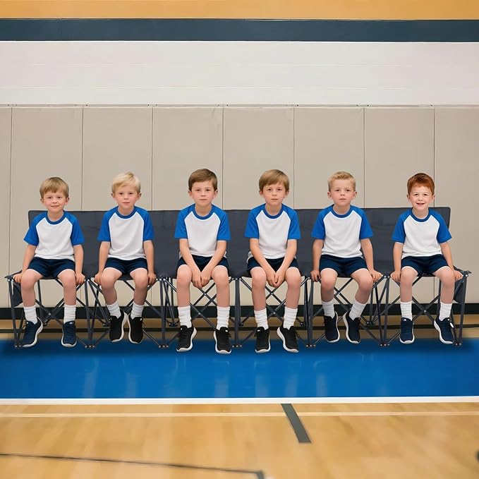 LILYPELLE Portable Bench 6 Seat Soccer Benches for Team Folding Soccer Bench Chair Sideline Benches Camping Chairs for Football Camp Sport Events Outdoor Seating with Carry Bag 1Pack