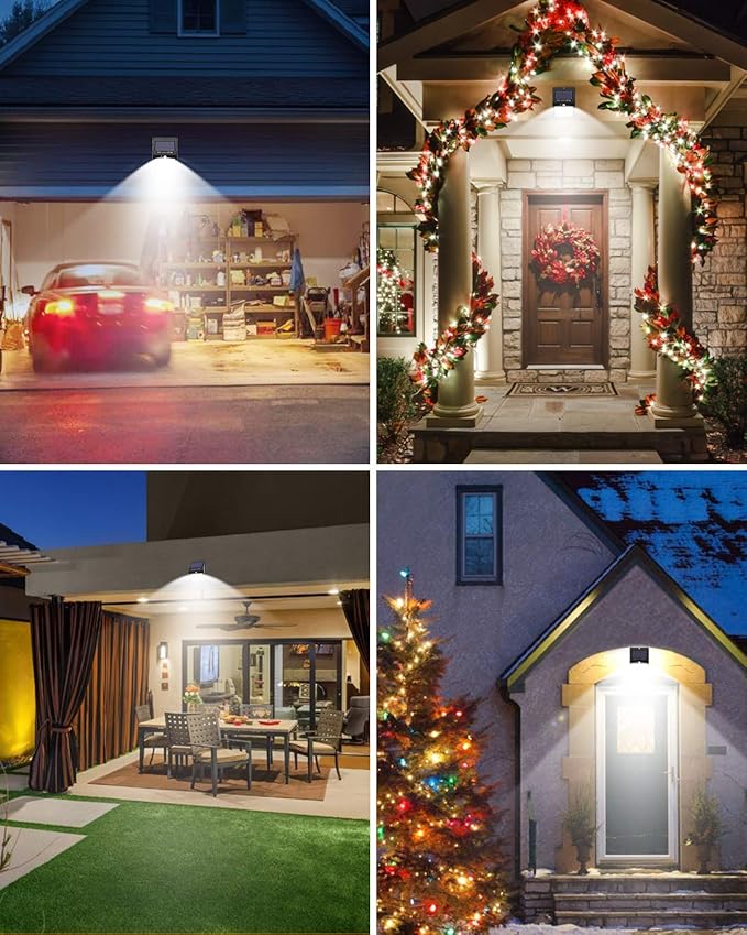 4 Pack Solar Motion Lights Outdoor 3 Modes/100LED Solar Security Wall Lights Outdoor Wireless IP65 Waterproof for Front Door Backyard Garage Deck