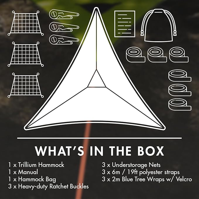 Tentsile Trillium Giant Hammock The Original Tree Tent Company 3 Adult Capacity Anti-Roll Central Hatch Ratches and Straps Included Designed in The UK (3 Person Fresh Green)