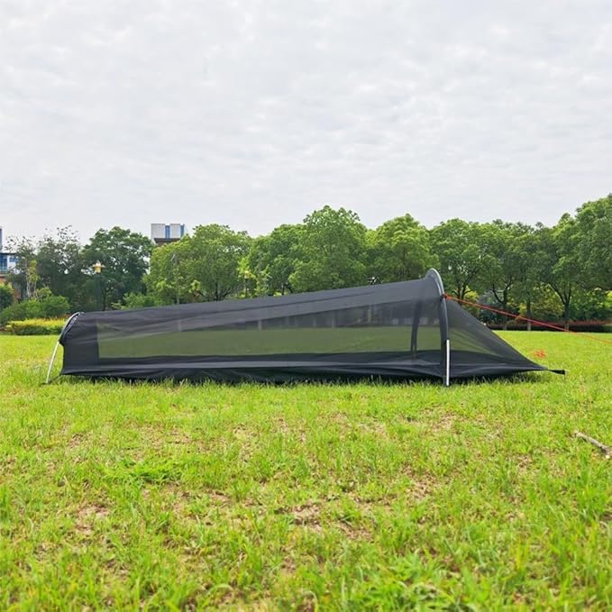1 Person Bivy Tent Ultralight 0.7kg Backpacking Shelter with 40D Ripstop Fabric 210D Oxford Floor Wind-Resistant Aluminum Frame for 4-Season Outdoor Adventures