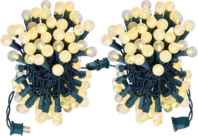 Globe String Lights: 2 Pack 70 LED Mix-Ball Fairy Lights Plug in UL Listed Christmas Tree Lights 19Ft Christmas Outdoor Indoor Fairy Lights for Bedroom Tree Patio Party Garden Wedding Warm White