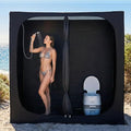EighteenTek® Shower Tent Camping 2-Room Portable Changing Room Outdoor Shower Enclosure Pop Up Privacy Tent Shelter with Floor &amp Doors Waterproof &amp Lightweight Camping Toilet Bathroom